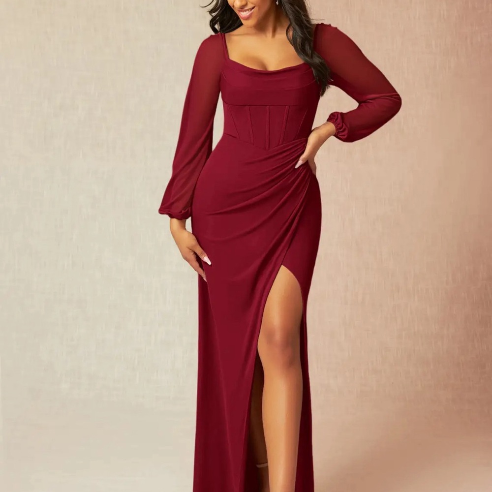 Burgundy Azazie Evening Gown – Size A6 – Prom | Wedding Guest | Formal Event